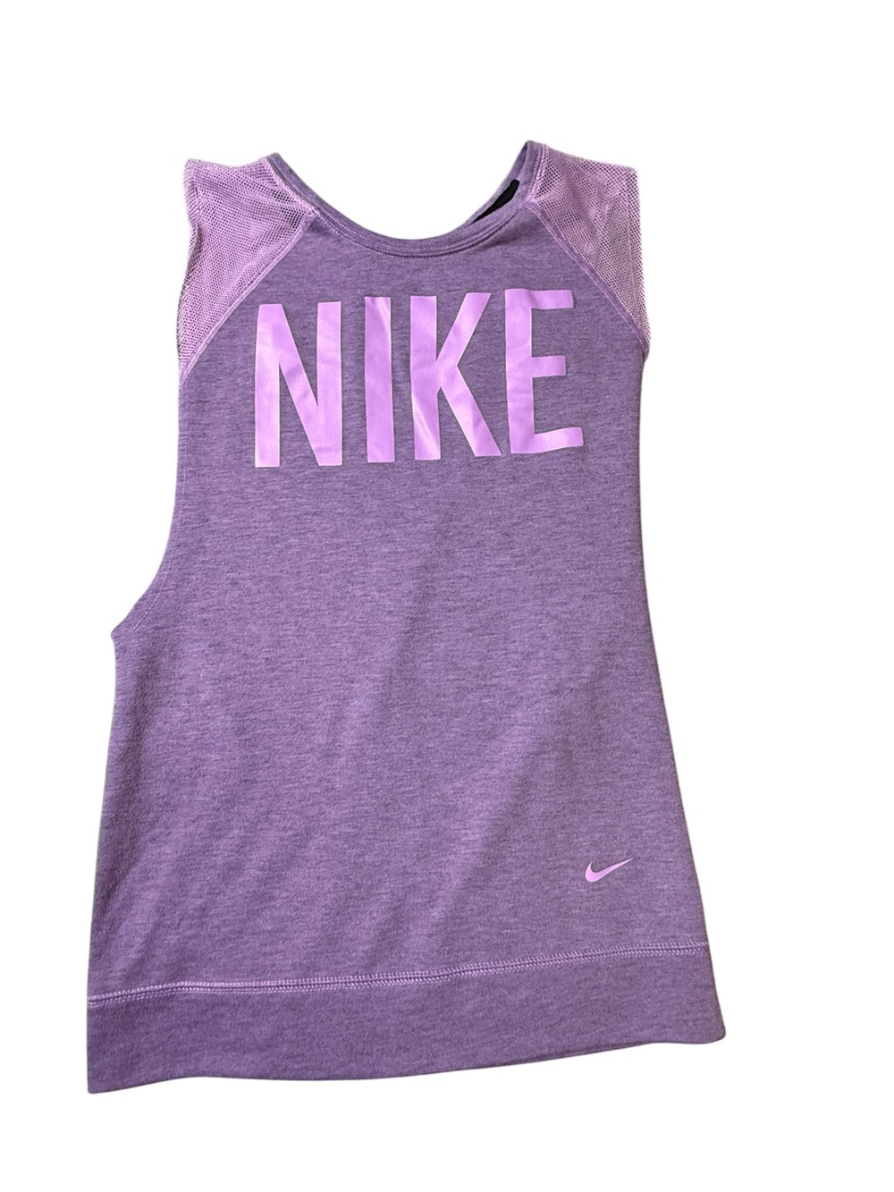 Nike Womens XS Purple Dri-Fit Mesh Muscle Tank Top Fleece Sweatshirt Vest